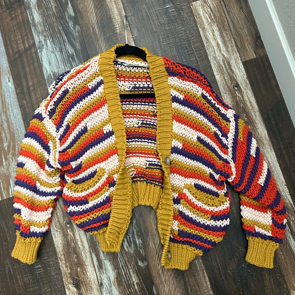 Zara Vibrant Striped Knit Cardigan